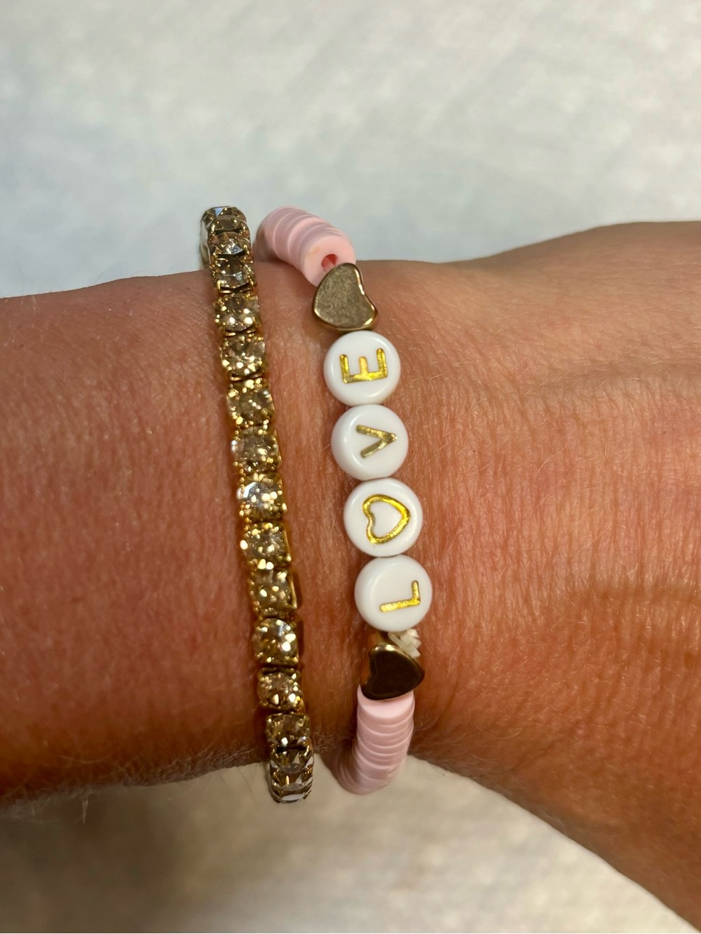 Rhinestone and Love bracelets